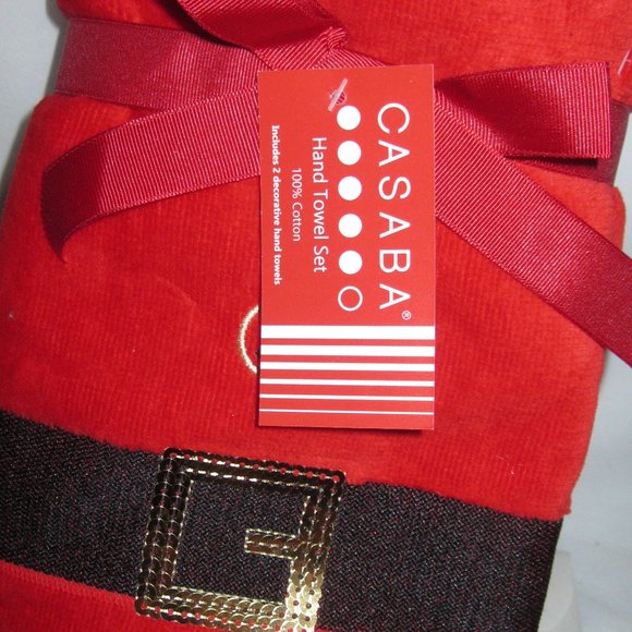 CASABA Bath Casaba Santa Holiday Set Of Two Hand Towels For Your